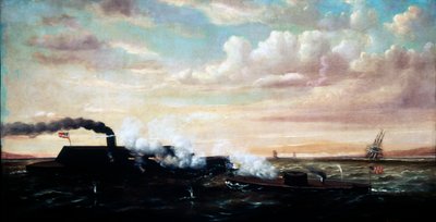 Slag van de Ironclads Monitor en Merrimac, 9 maart 1862, 1877 door William Torgerson